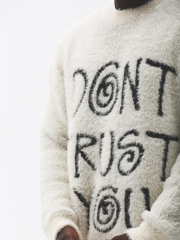UNTILWERICH "I DON'T TRUST YOU" Fuzzy Knit Sweater