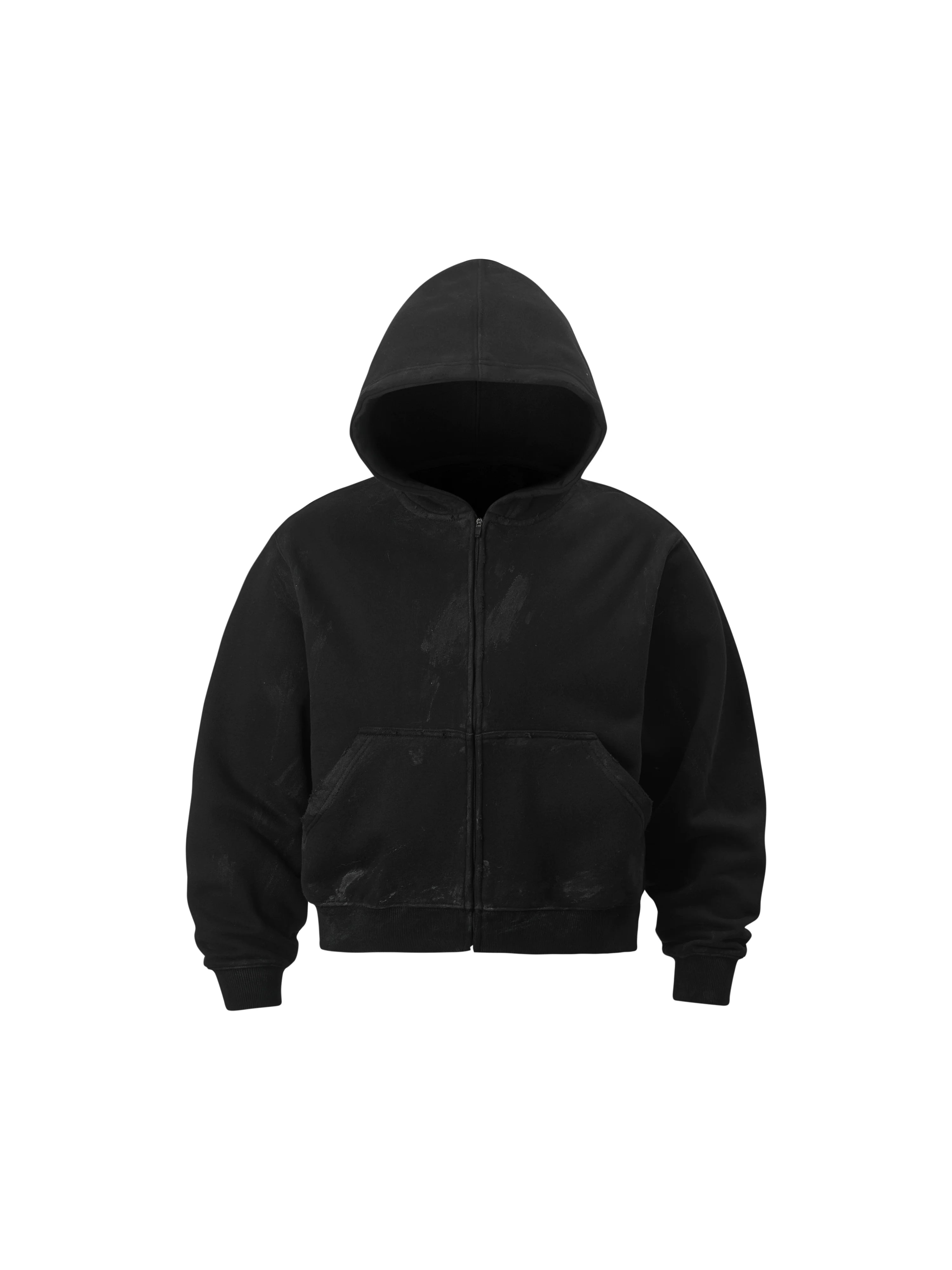 KARMANISTIC Rhinestone Logo Dirty Dye Zip Up Hoodie