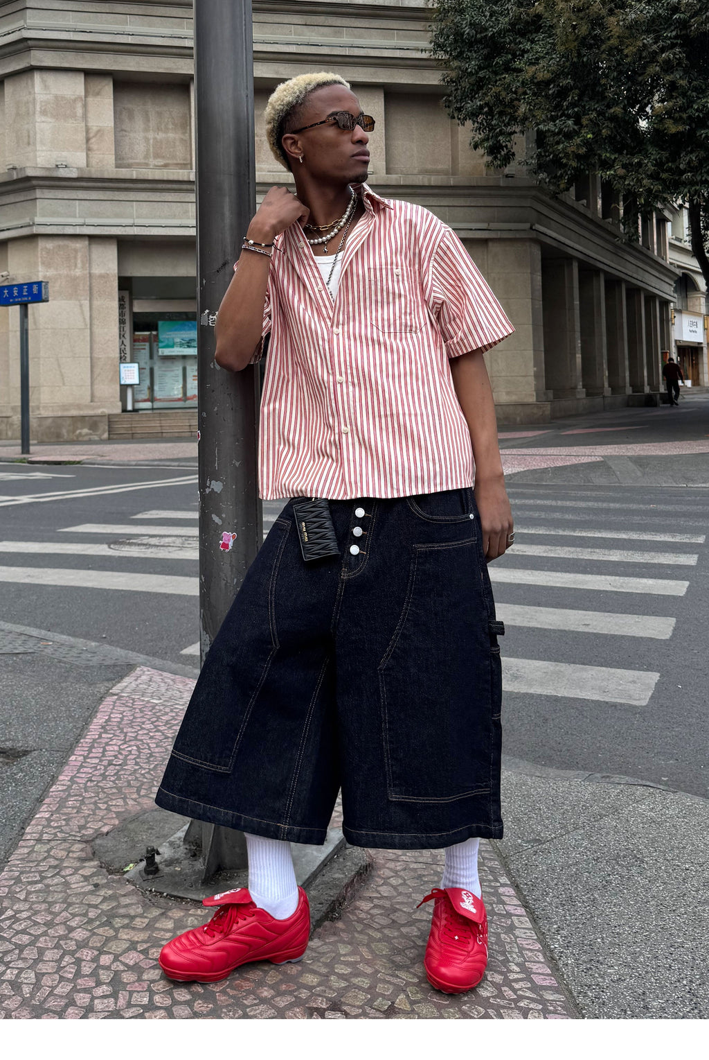 STEEPC Striped Boxy Wide Short Sleeve Shirt