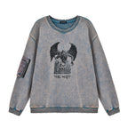 VENTUREK Washed Destruction Printed Sweatshirt