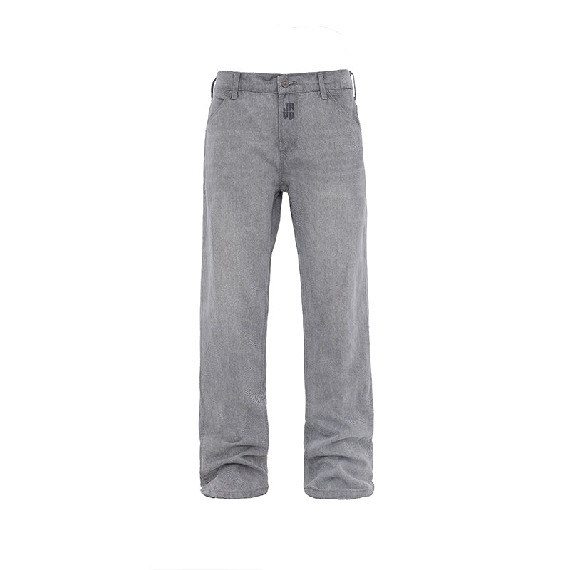 JHYQ Washed Logo Embroidery Denim Jeans