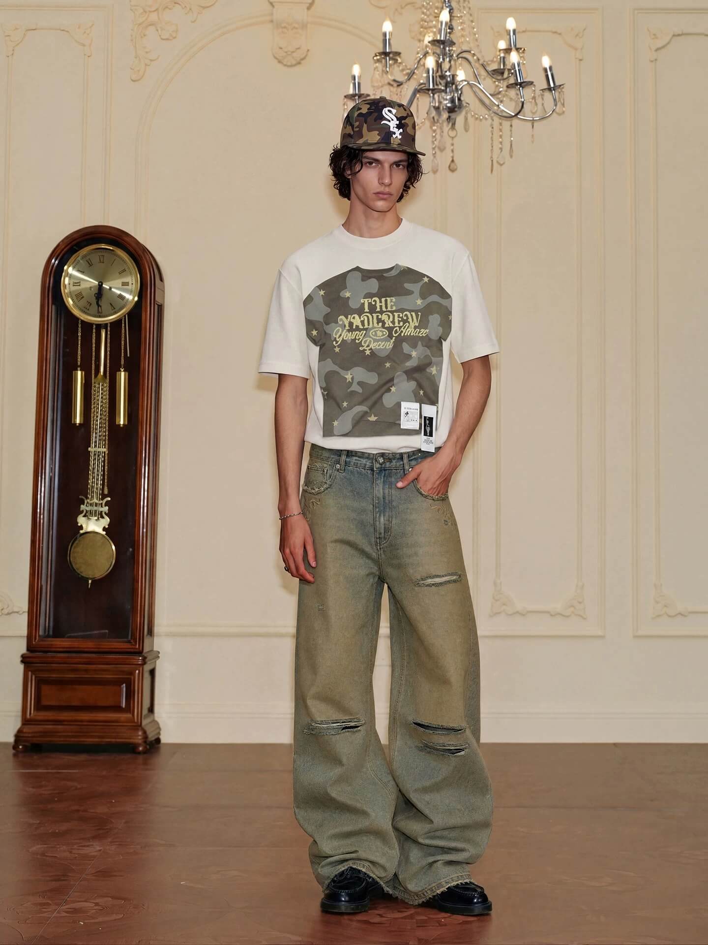 YADcrew Digital Print Camouflage Star Tee