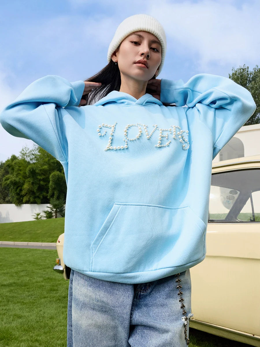 Harsh and Cruel Love Me More Pearl Embroidered Hoodie