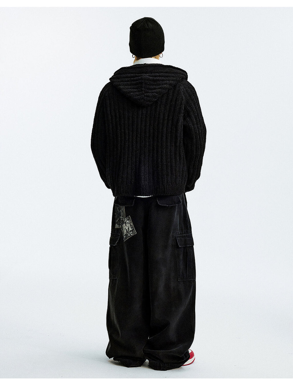 MEDM Stripe Knit Hooded Cardigan