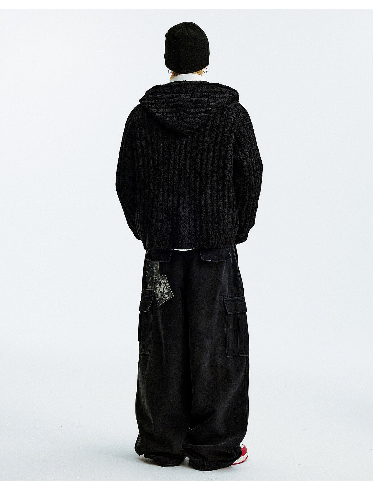 MEDM Stripe Knit Hooded Cardigan