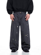 F3F Select Paint Splatter Washed Baggy Work Pants