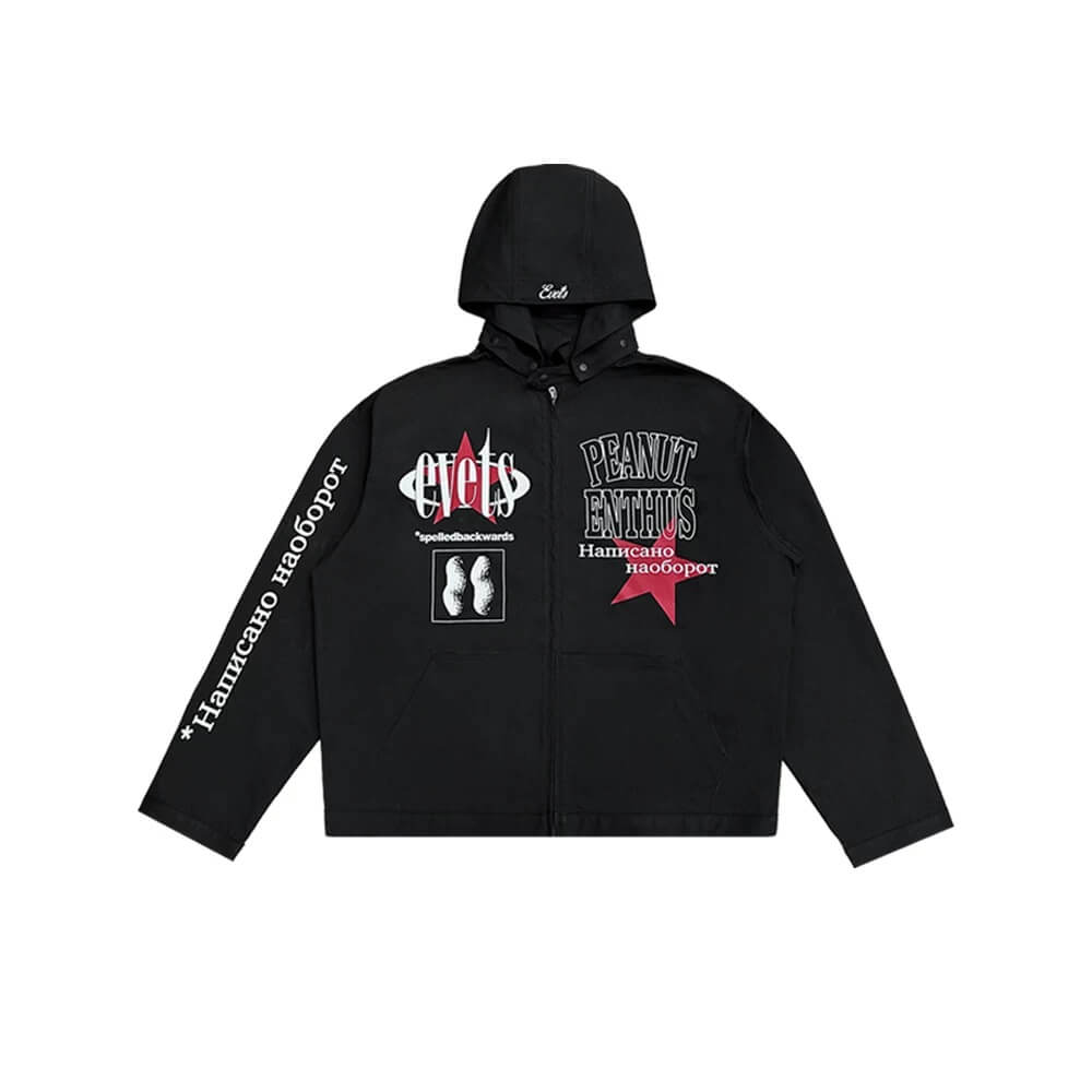 EVETS Printed Detachable Hood Coach Jacket