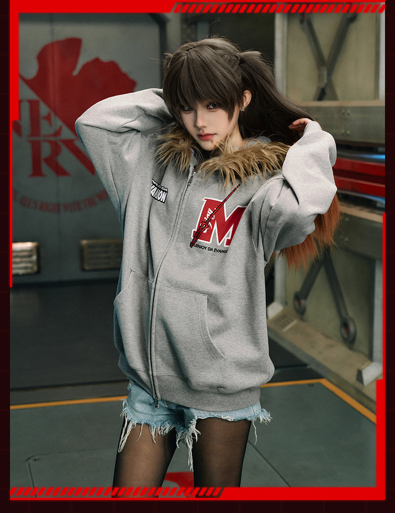 MEDM x EVA Lilith Removable Fur Zip-Up Hoodie