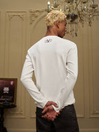 YADcrew Neck Logo Print Stretch Long Sleeve Tee