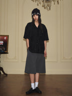 YADcrew Wavy Stripe Fuzzy Short Sleeve Shirt