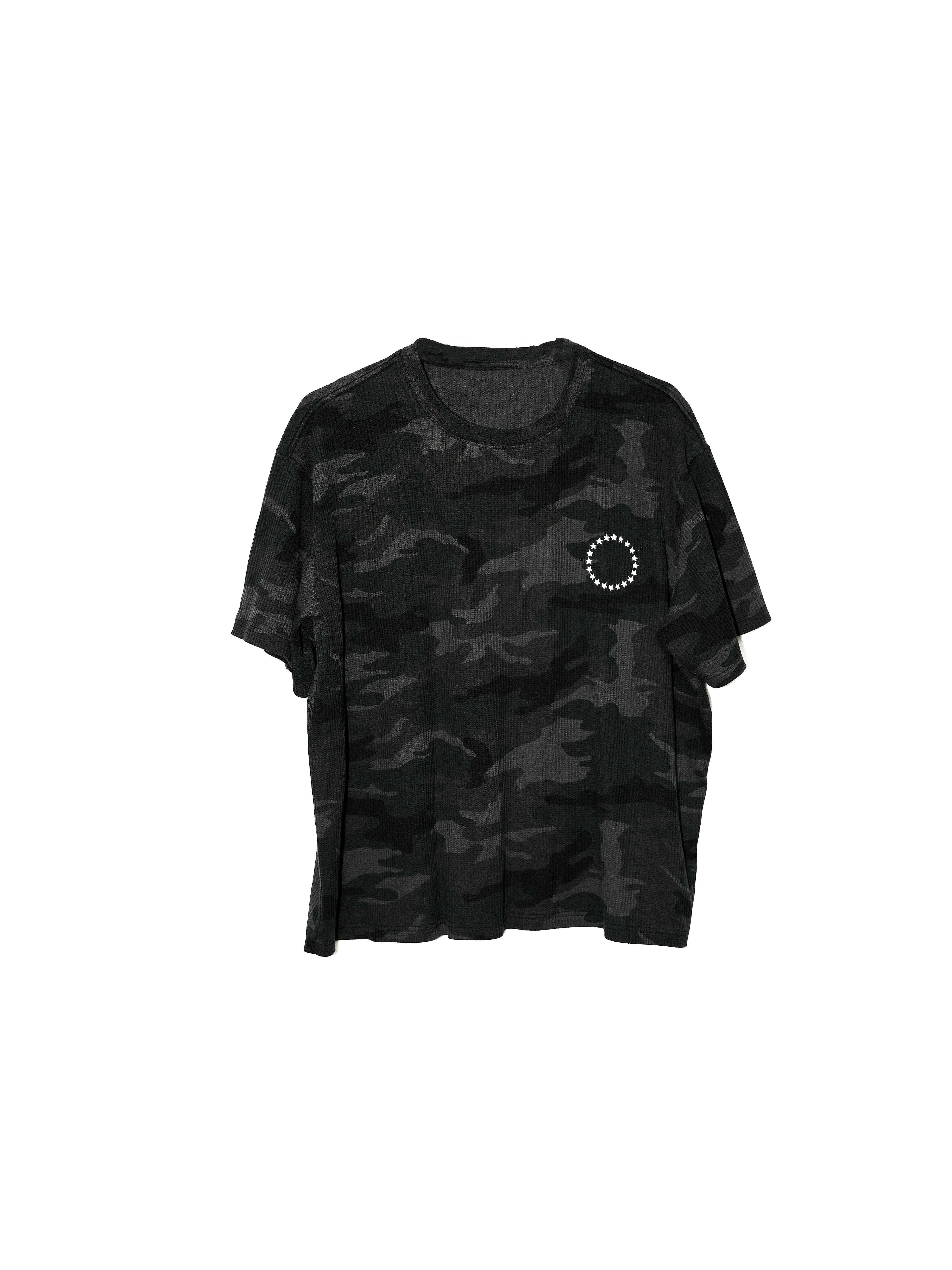 LIBERAFIT Vintage Camo Leopard Waffle Star Embroidered Tee