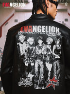 MEDM x EVA NEVER END Flame Character Portraits PU Leather Biker Jacket