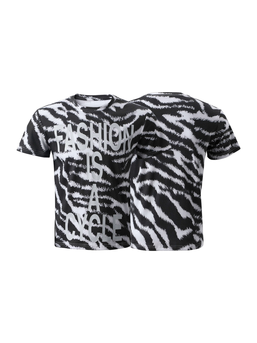 KARMANISTIC Zebra Print Slim Fit Stretch Tee