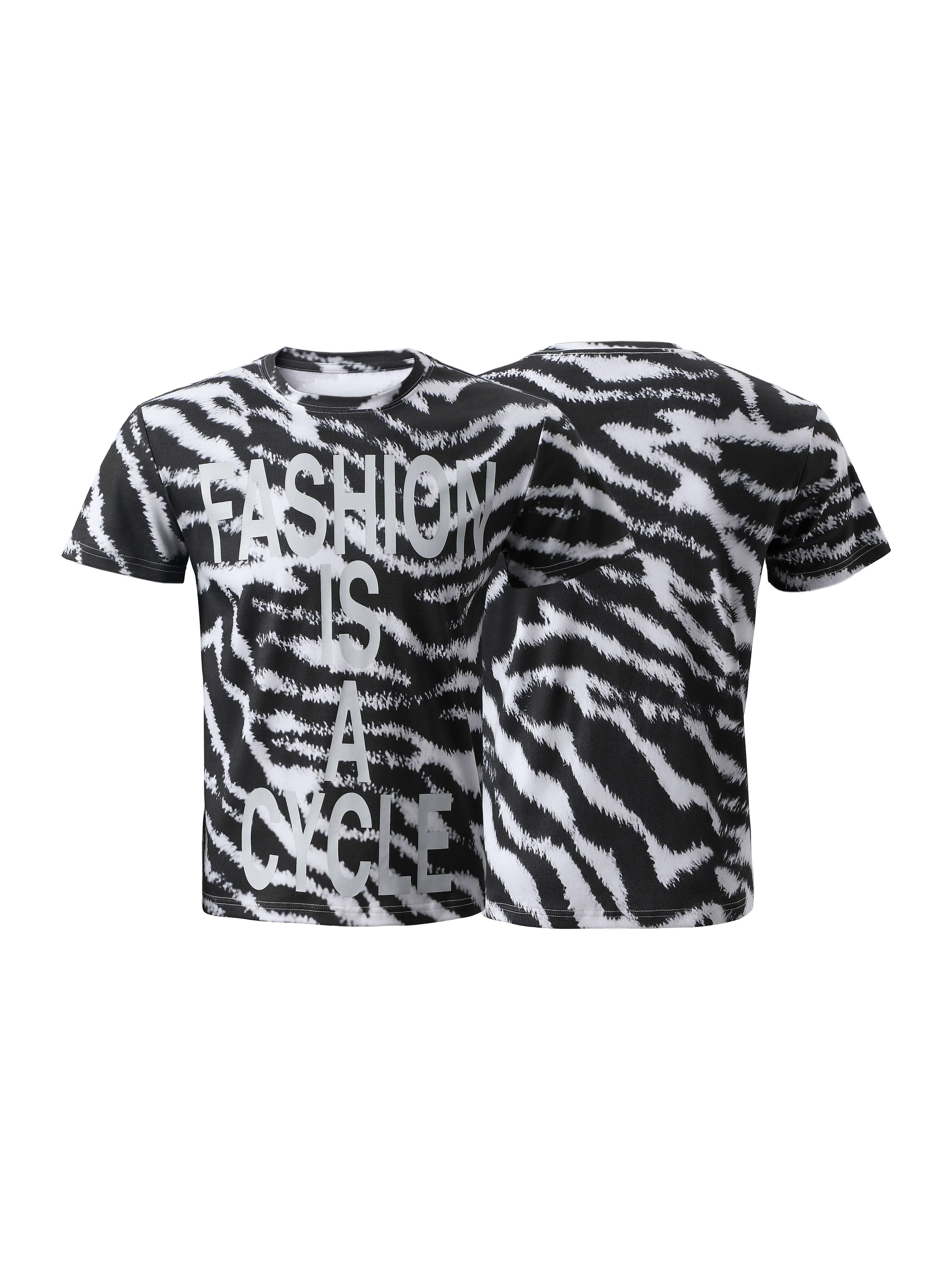 KARMANISTIC Zebra Print Slim Fit Stretch Tee