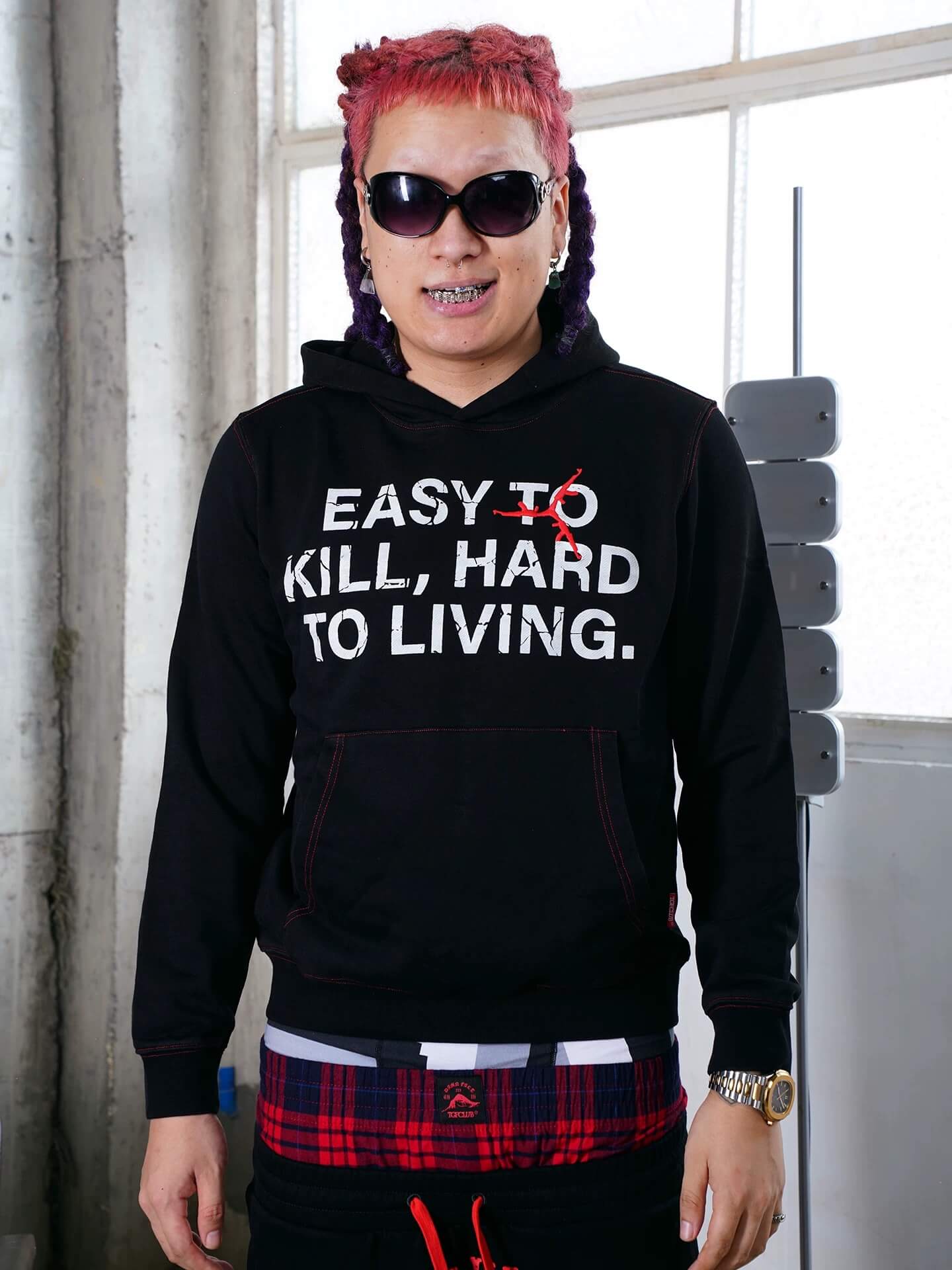 TGFCLUB Easy To Kill Hard To Living Print Slim Fit Hoodie