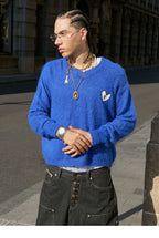 STEEPC Wool Blend Heart Patch Knit Sweater