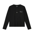 MEDM Flower Button Henley Long Sleeve Tee
