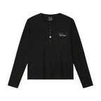 MEDM Flower Button Henley Long Sleeve Tee