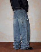 MEDM Gemstone Studded Double Knee Washed Jeans