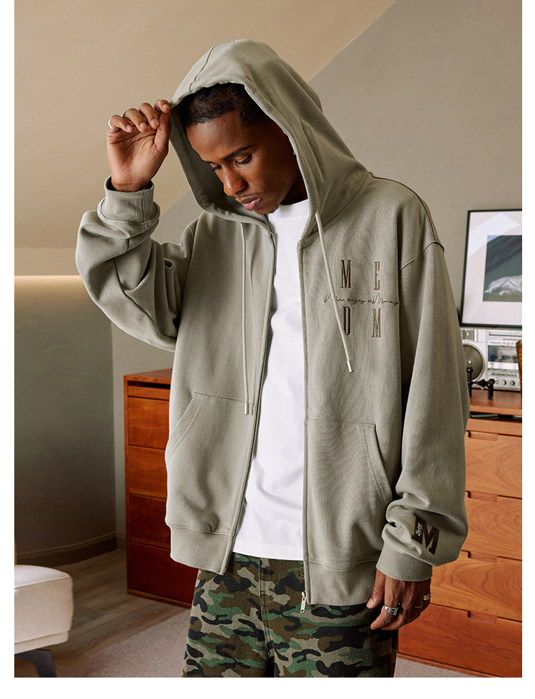 MEDM Basic Logo Embroidery Zip Up Hoodie
