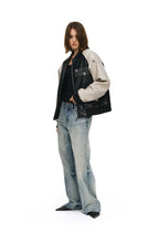 ANTIDOTE Bullseye Color Diamond Studded Leather Baseball Jacket