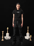 KARMANISTIC Rivet Zipper Fly Washed Flared Jeans