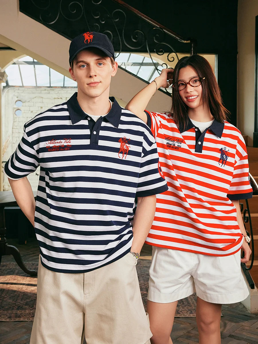Harsh and Cruel Nautical Stripe Embroidered Polo