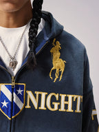 Remedy Washed Patch Embroidered Zip Up Hoodie