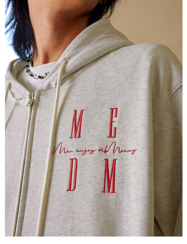 MEDM Basic Logo Embroidery Zip Up Hoodie