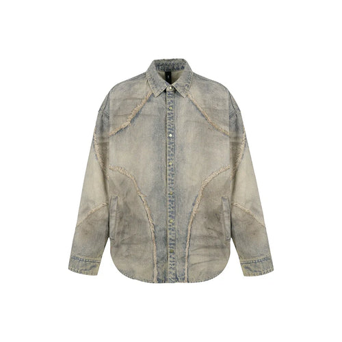 1807 Rust Aged Digital Print Denim Long Sleeve Shirt