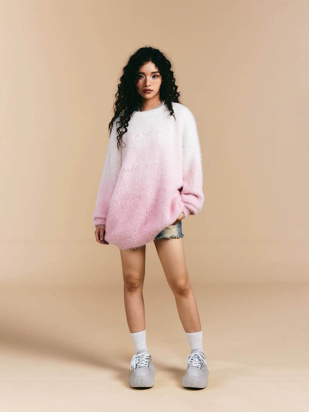 1807 Gradient Faux Mink Fur Knit Sweater