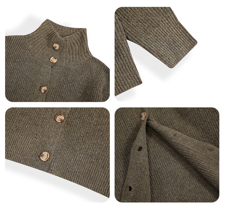 F3F Select High Neck Collar Button Knit Cardigan