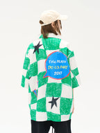Harsh and Cruel Checkerboard Star Print Cuban Shirt