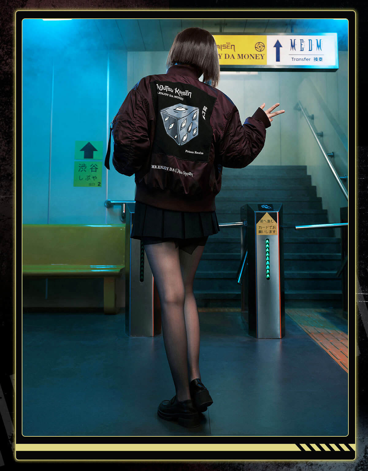 MEDM × Jujutsu Kaisen Prison Realm Print Patch MA-1 Bomber Jacket