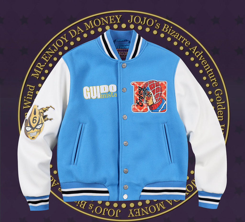 MEDM × JOJO Embroidered Patch Varsity Jacket