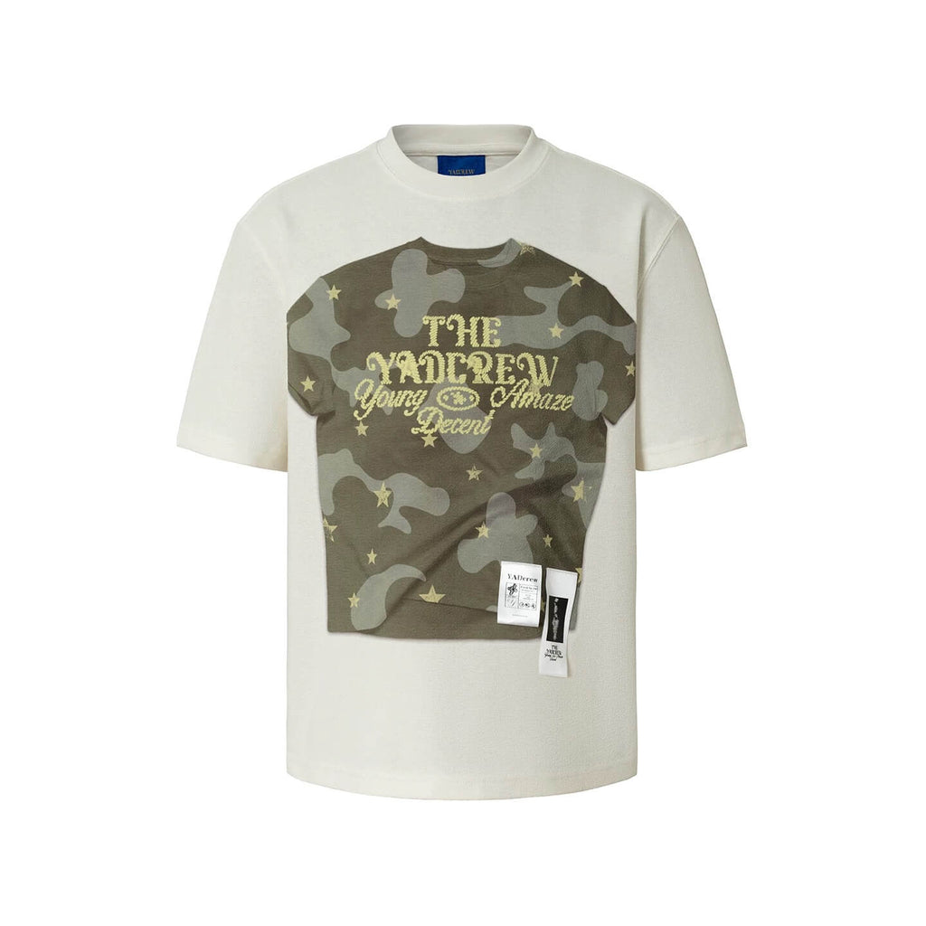 YADcrew Digital Print Camouflage Star Tee