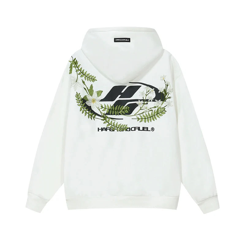 Harsh and Cruel Botanical Darts Logo Floral Embroidered Hoodie