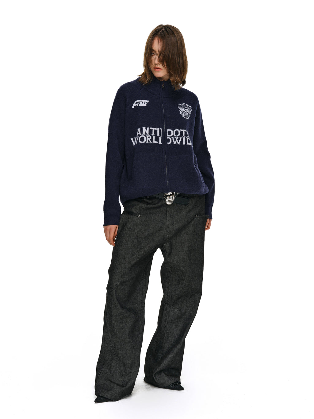 ANTIDOTE Logo Zip Knit Cardigan