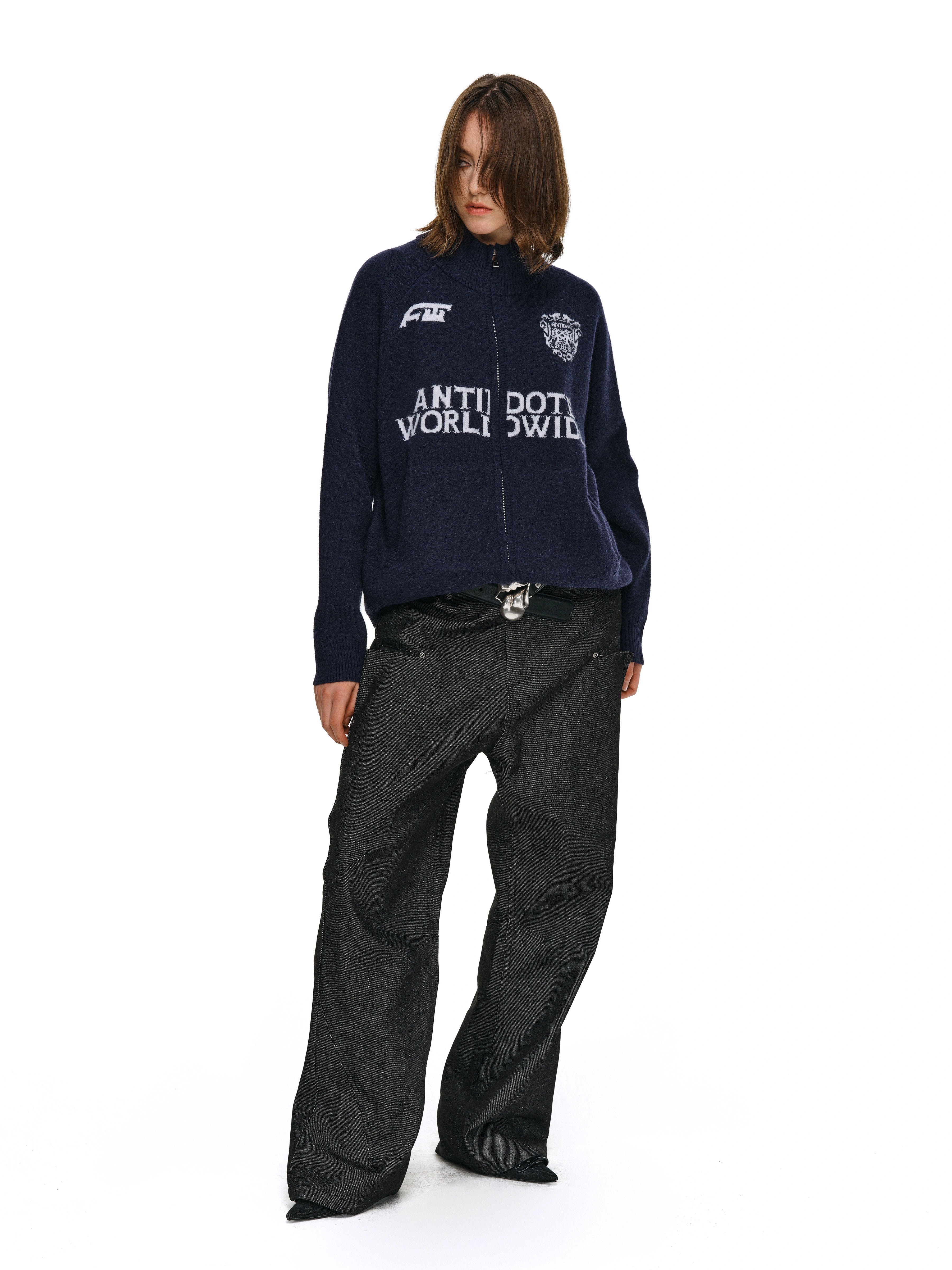 ANTIDOTE Logo Zip Knit Cardigan