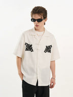 Harsh and Cruel Scout Flower Embroidery Textured Fabric Shirt
