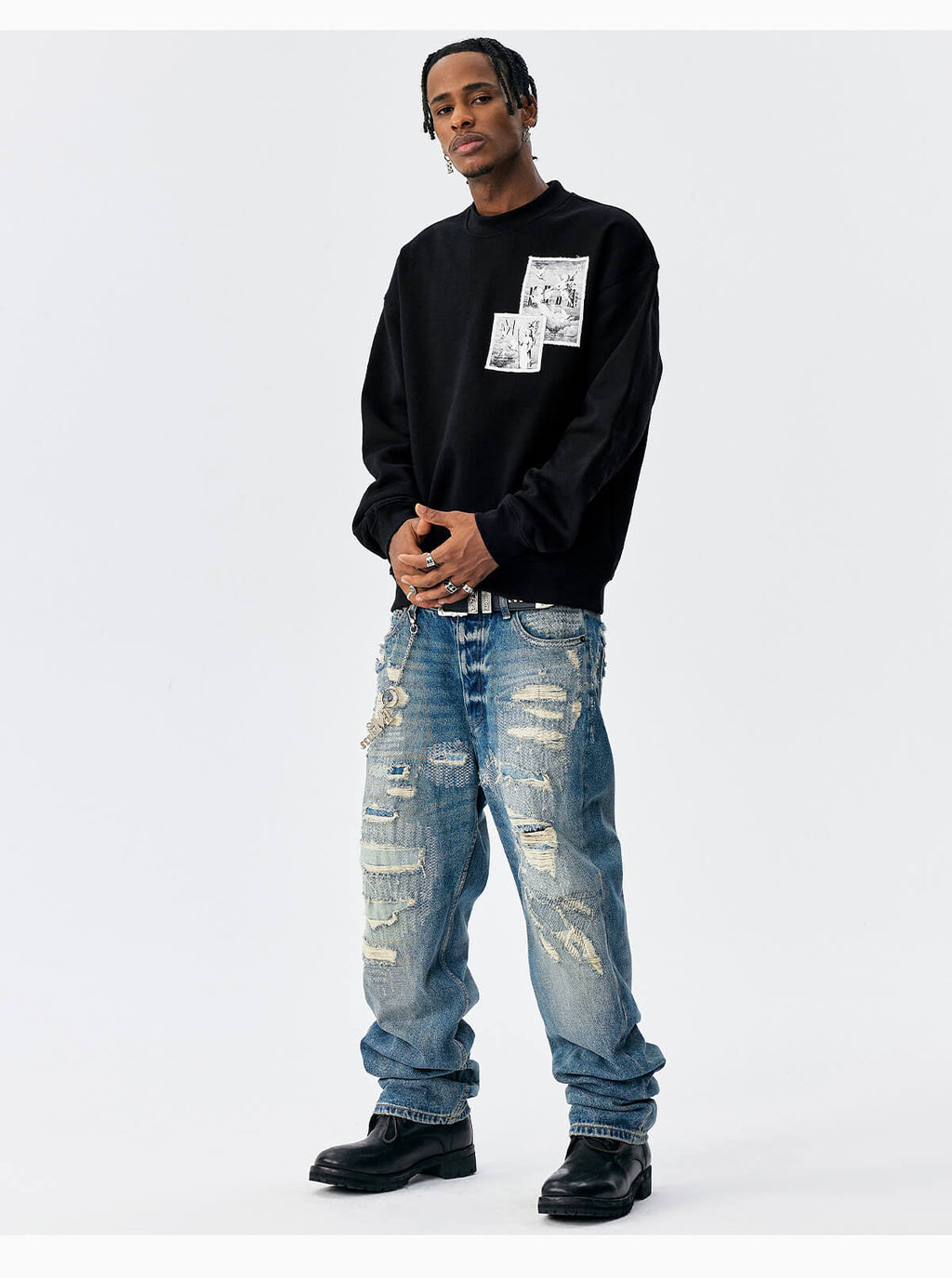 MEDM Angel Print Patch Sweatshirt