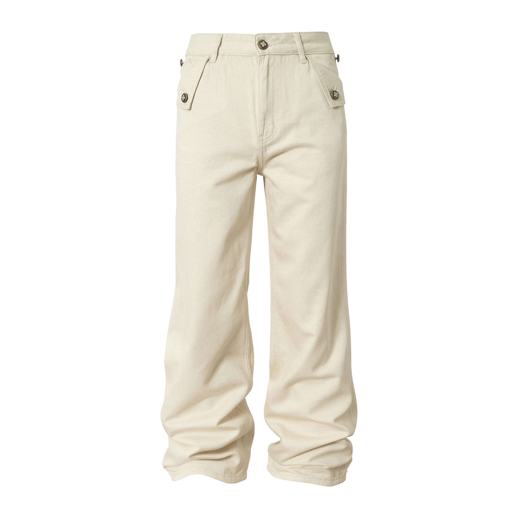 YADcrew Fold Over Button Flap Pocket Washed Jeans