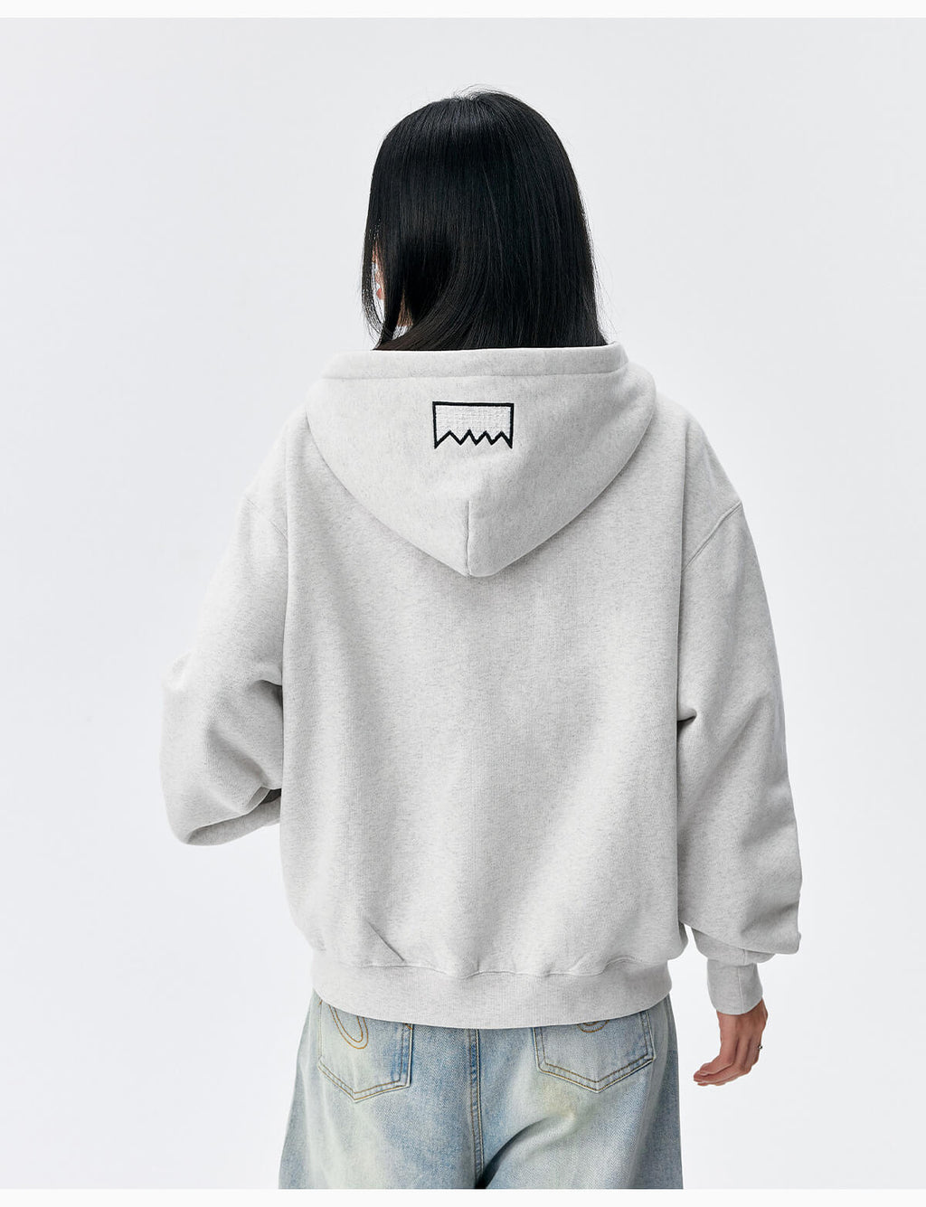 MEDM Pearl Logo Embellished Zip Up Hoodie