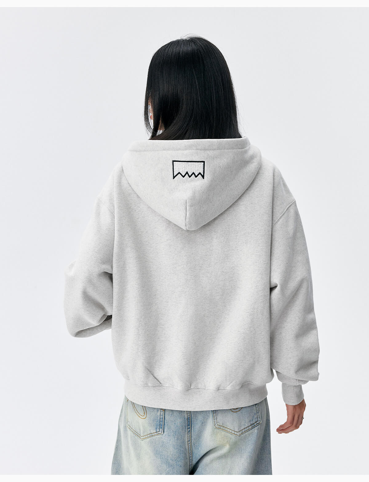MEDM Pearl Logo Embellished Zip Up Hoodie