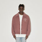EMPTY REFERENCE Embroidered Diamond Check Pattern Corduroy Jacket