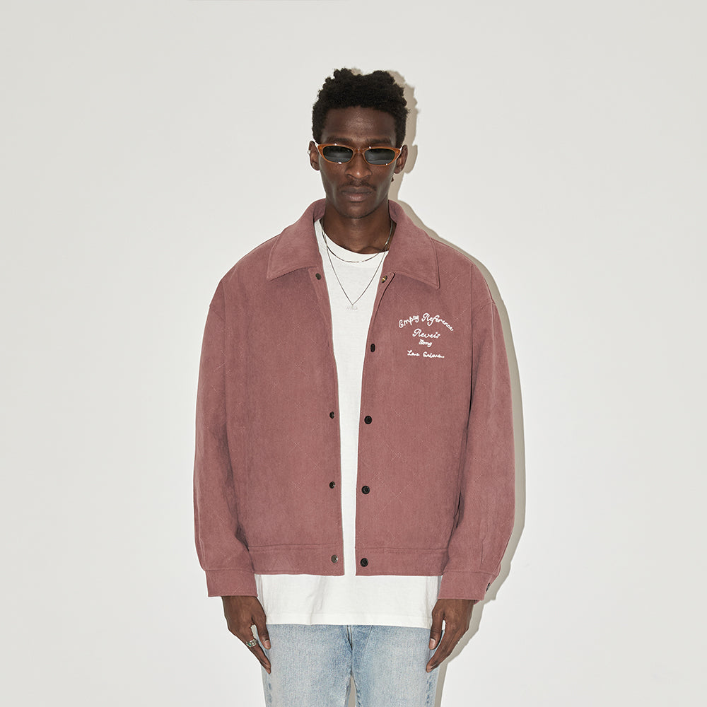 EMPTY REFERENCE Embroidered Diamond Check Pattern Corduroy Jacket