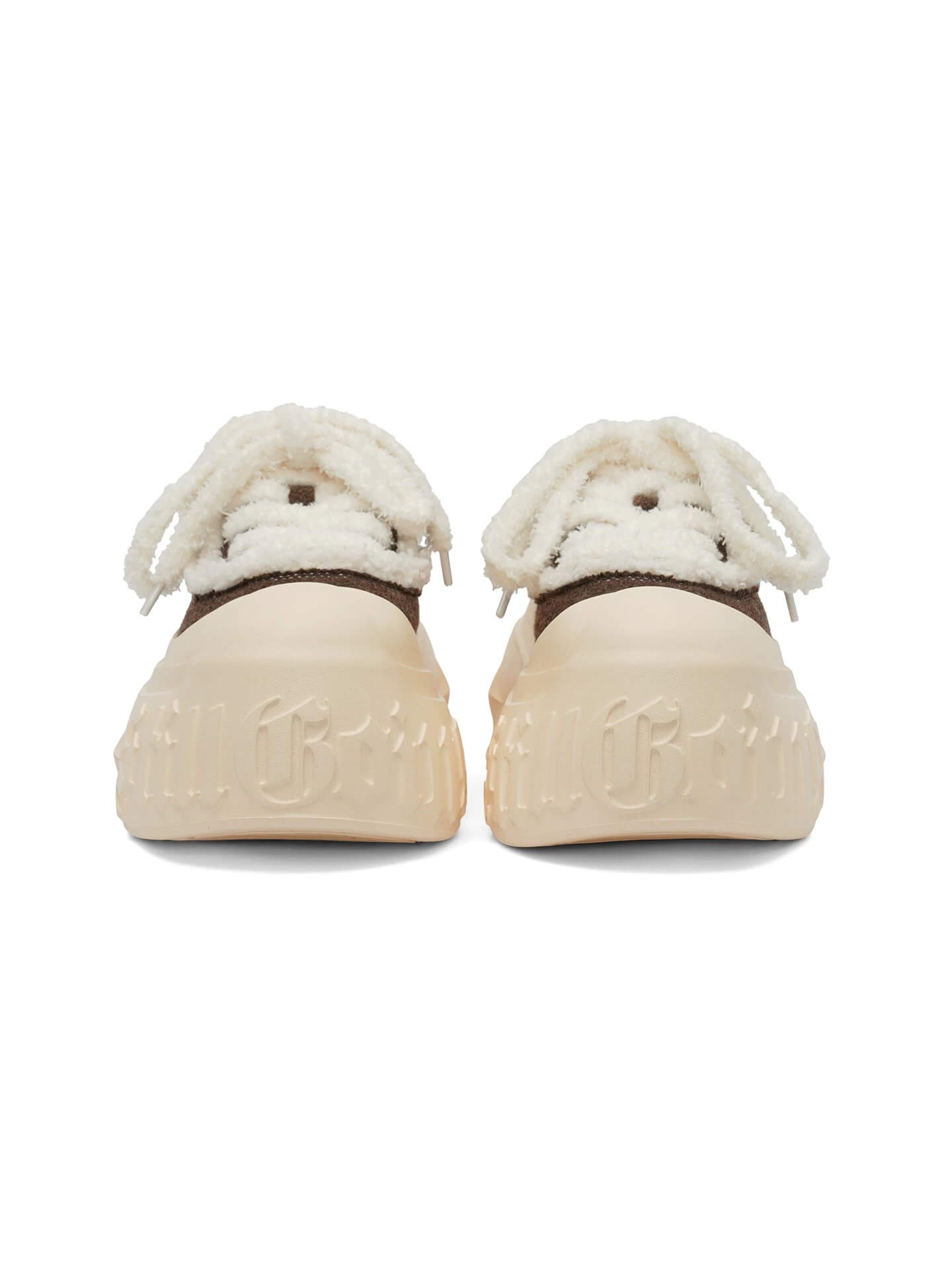 1807 INF-008 Gothic Lace Up Shearling Chunky Half Sneakers