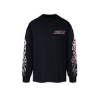 S45 Checkered Flag Flame Print Long Sleeve Tee
