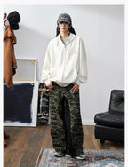 MEDM Suede Logo Patch Zip-Up Hoodie