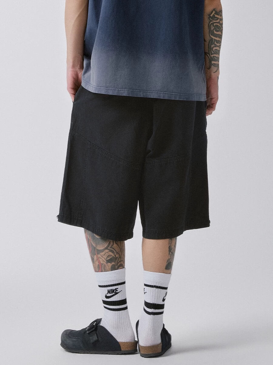 F2CE Black Washed Distressed Baggy Shorts